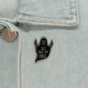 ✨See You in Hell Enamel Pin Halloween Horror Goth Victorian Witch Altar Satan ✨